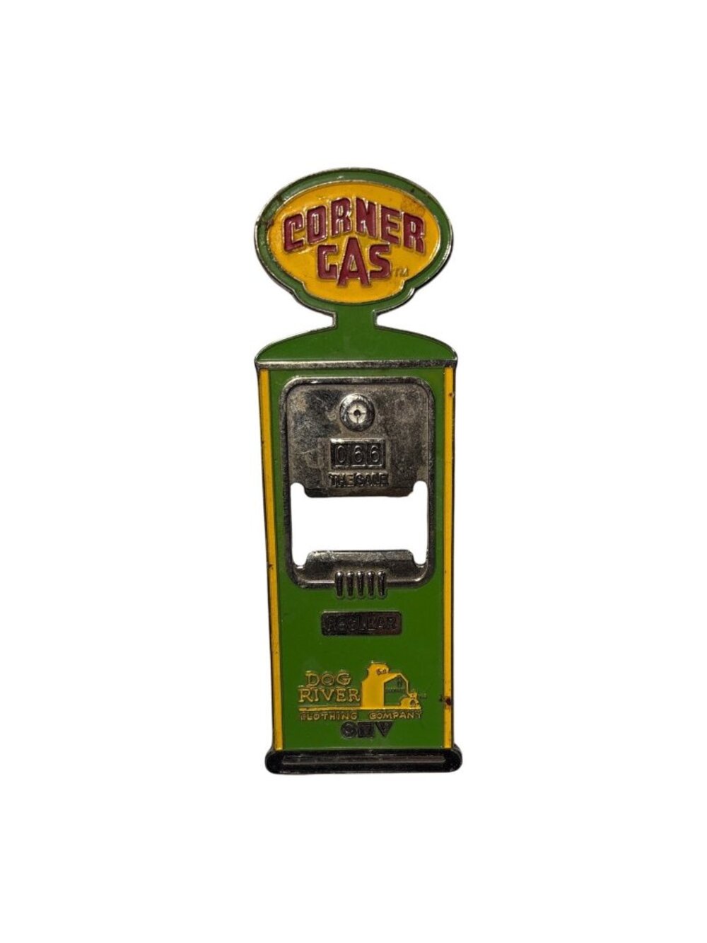 Corner Gas Bottle Opener Dog River Gas Pump Bruzer Metal 4 Inch Retro Design